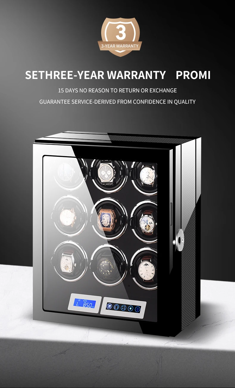Luxury 24-30 Slot Automatic Watch Winder Safe Box with Fingerprint Lock, Touch Screen, ... - SKU LAWW0927 - UGI Packaging