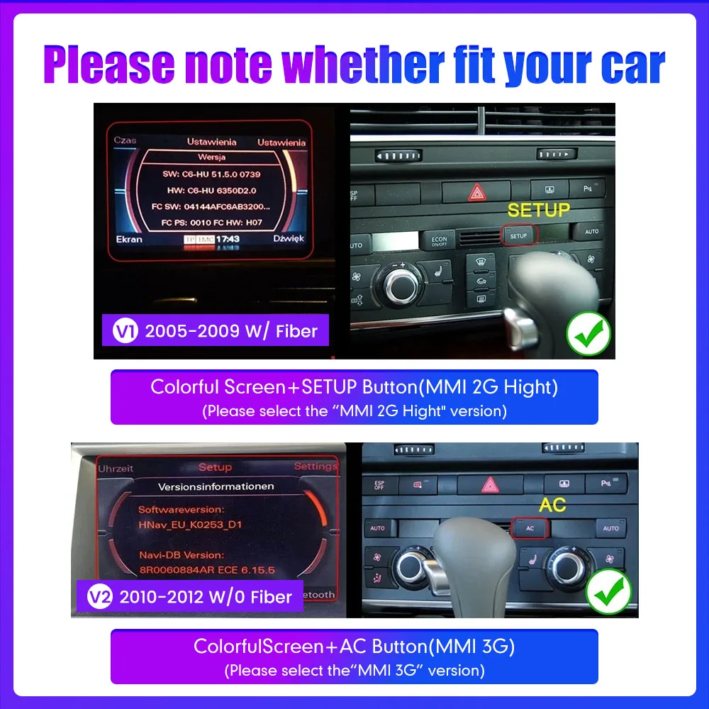 Autoradio Android 14 Per Audi A6 (2005-2011) - Doppio DIN, Navigatore GPS 8.8 Pollici, 4G+64GB, DSP, RDS