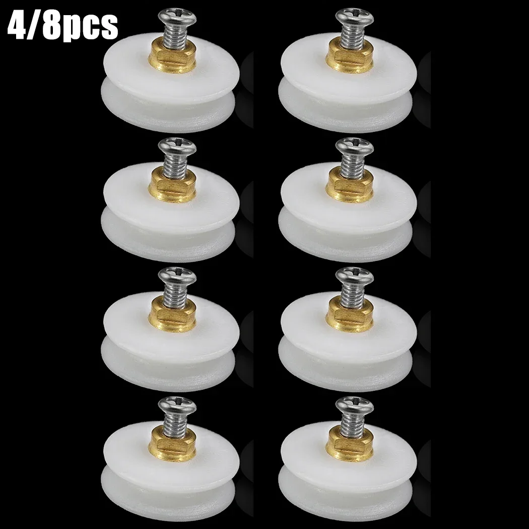 Spares Rollers Wheels 4/8pcs Accessories Bathroom Grooved Guides Home Replacement Shower Door Rollers 22mm Dia