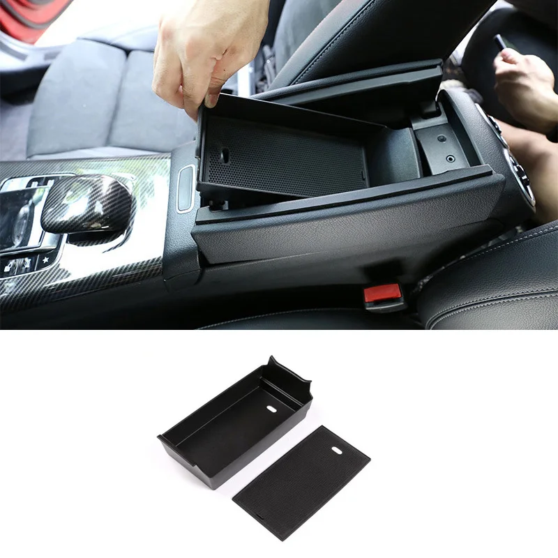 

For Mercedes-Benz A Class W177 19-20 Black Center Armrest Box Console Box Storage Box Holder Trim Car Interior Accessories