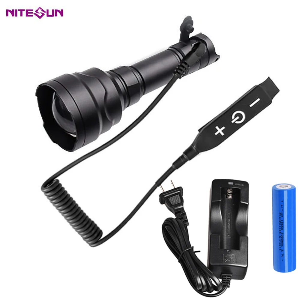 NITESUN HT11 Hunting Flashlight 6500K White Red Blue Green LEDs Zoom Long Rang of 600 Meters Tactical Torch Search Rescue Light
