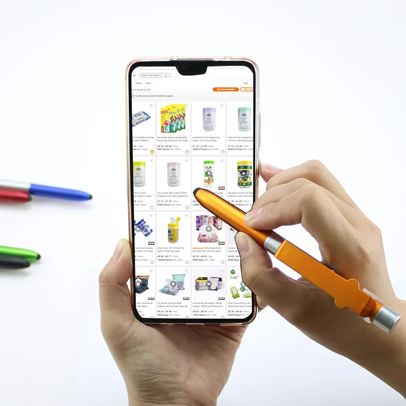 1PC Ballpoint Pen Multifunctional LED Light Folding for Phone Holder Night Reading Homework Student Pen School Stationery