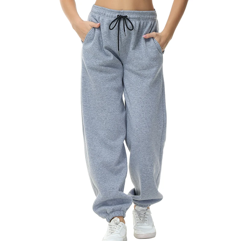 Women Loose Drawstring Trousers Casual Joggers Wide Leg Sweatpants Mid Waist Sporty Female Clothes casual sports pants