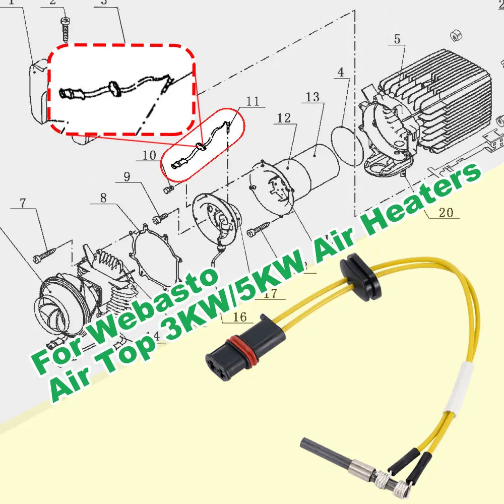 91370B 91371B Dieselheizung Glühkerze 3 kW 5 kW 12 V/24 V Keramikstift für Webasto Air Top 3500 5000 Luftheizungen – Detail 6