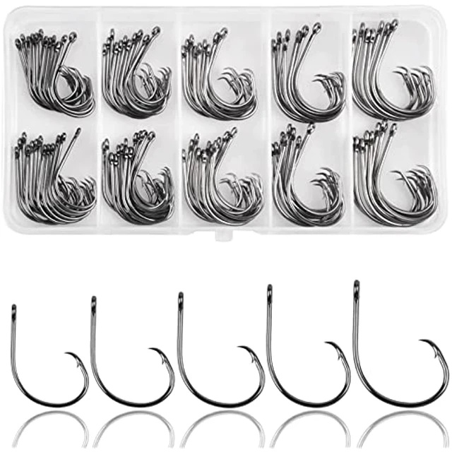 100pcs/box High Carbon Steel Octopus Fishing Hook Circle Wide