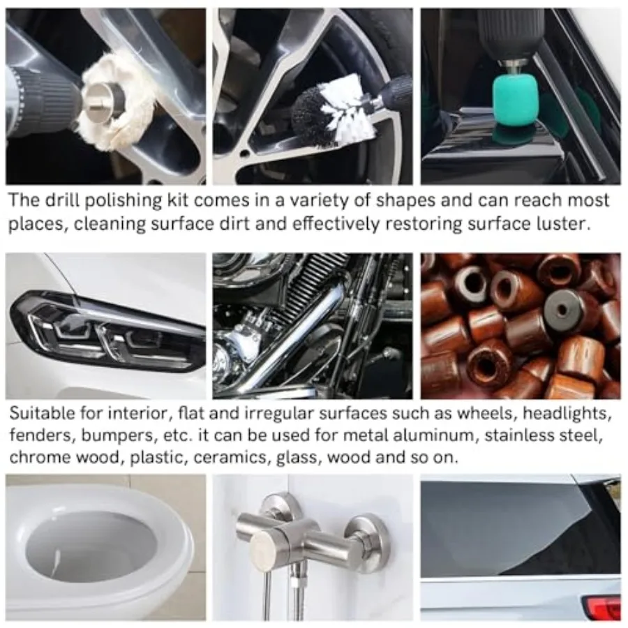 Wheel polishing kit for car and motorcycle detailing