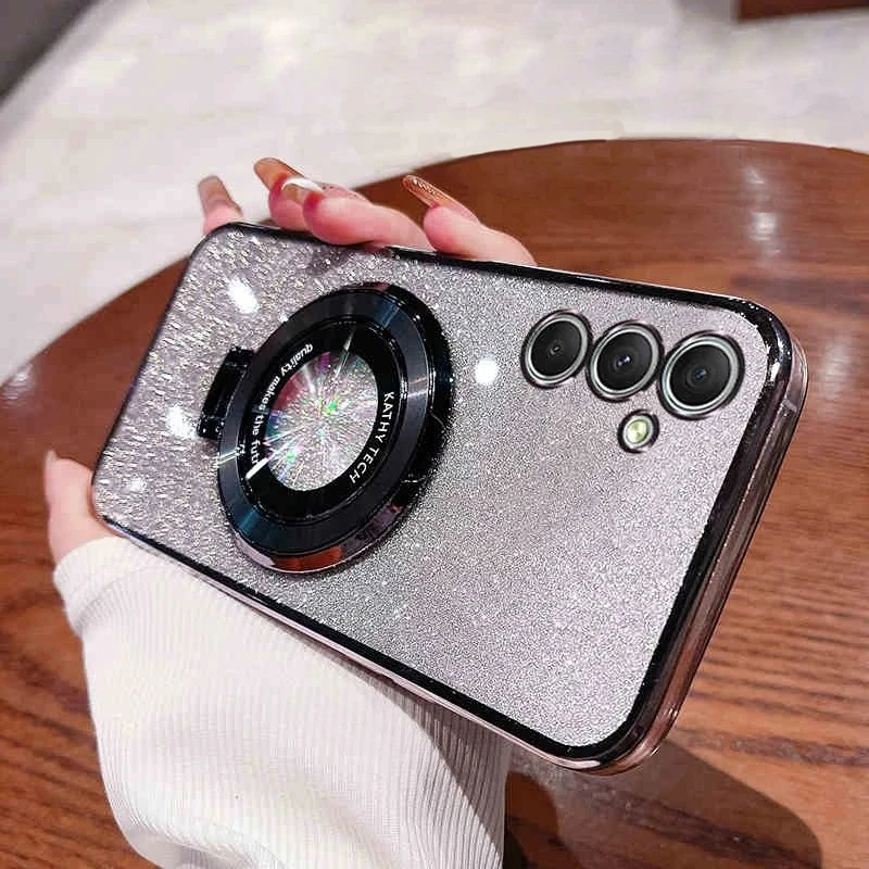 Glitter Plating Silicone Case with Holder and Stand