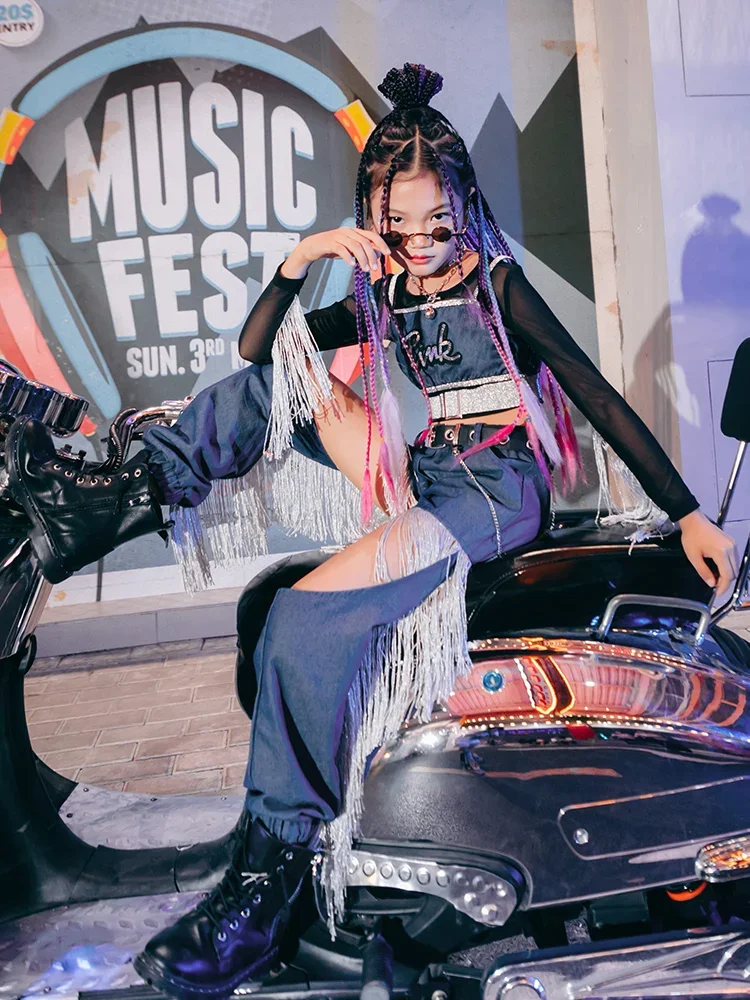 

Детский модный костюм для джазовых танцев, сценический наряд K-pop, костюм для городских танцев, крутая Одежда для девочек, одежда в стиле хип-хоп