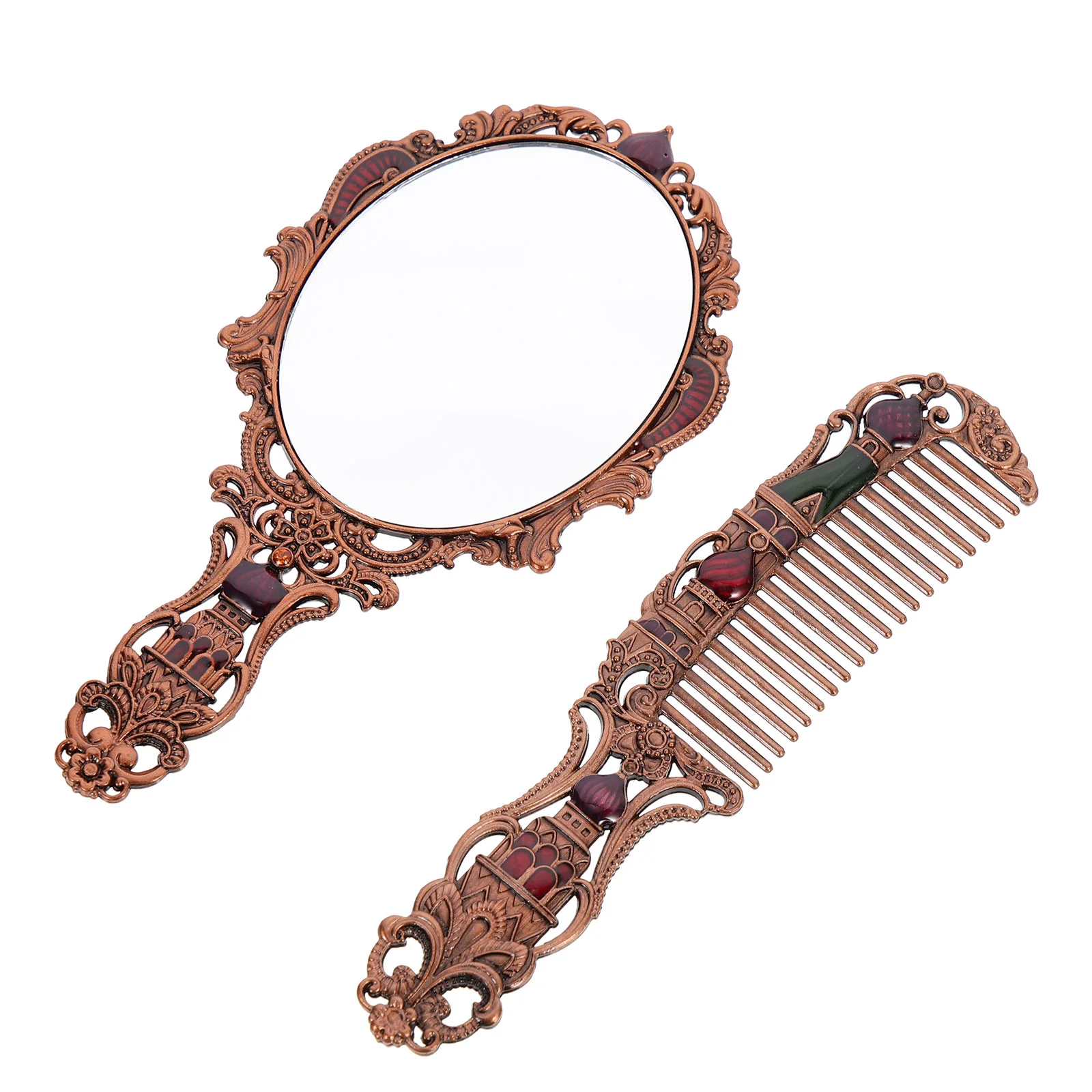 

Vanity Mirror Vintage Hand Mirrors Handhold Comb Unique with Decor Set Shower Fogless Retro