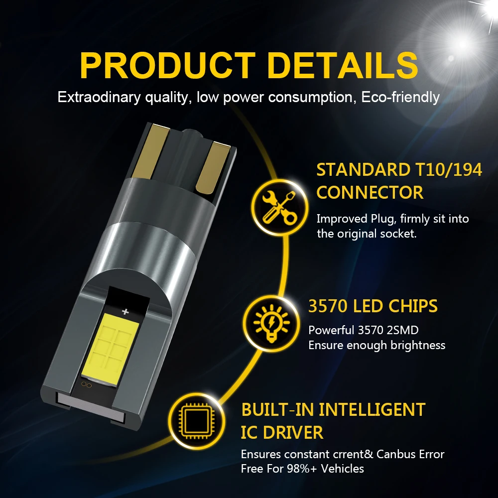 Oprah LED CANBUS ڵ ׸    ȣ ,  , 168 194 CSP 3570 Ĩ, 2x W5W T10