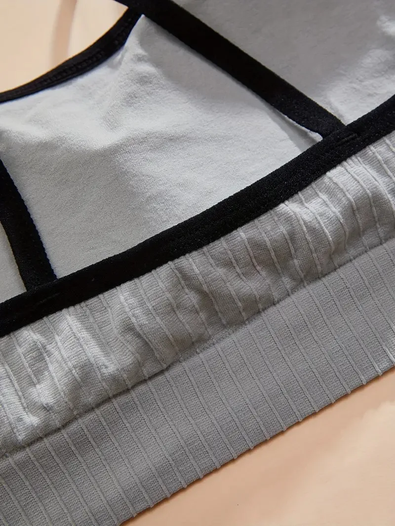 Description Picture 6 of item2 Piece Seamless Sports Bra, Comfy & Breathable Running Workout Tank Bra, Women's Lingerie & Underwear