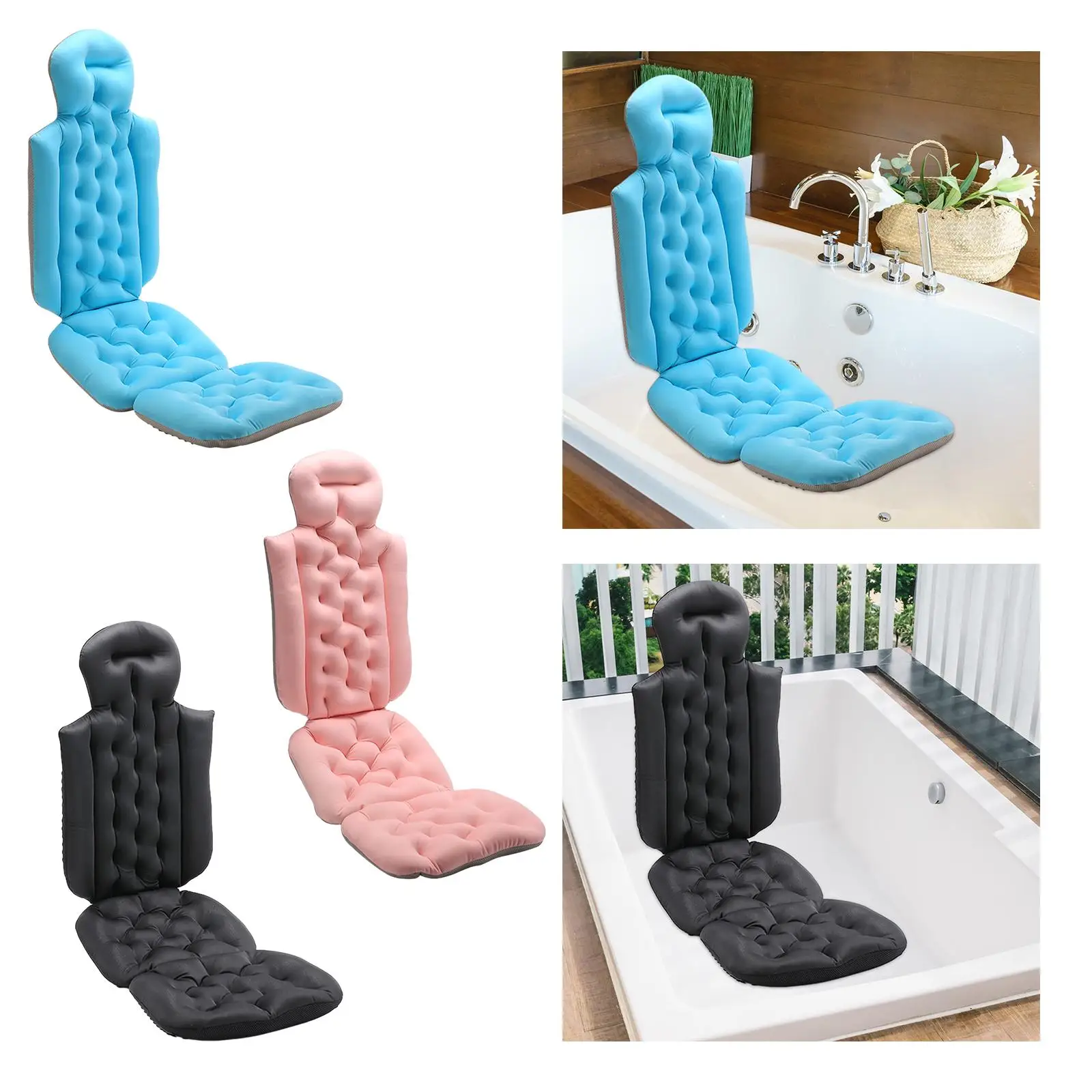 Bath Pillow for Adult Bathroom Accessories Breathable Strong Suction Bath Tub Pillow for Head Neck Shoulder and Back Support