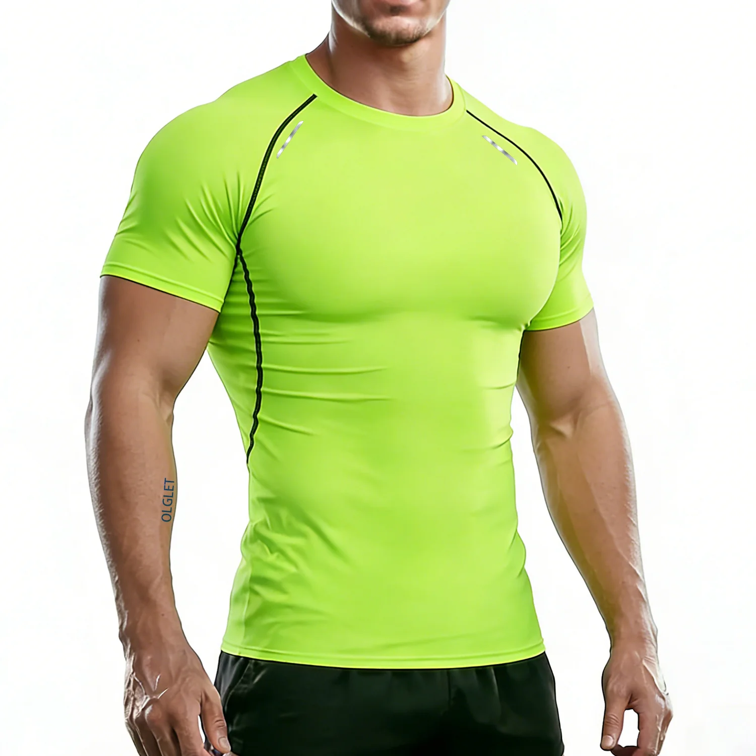 Men's Reflective Stripe Quick Dry Compression T-Shirt 3