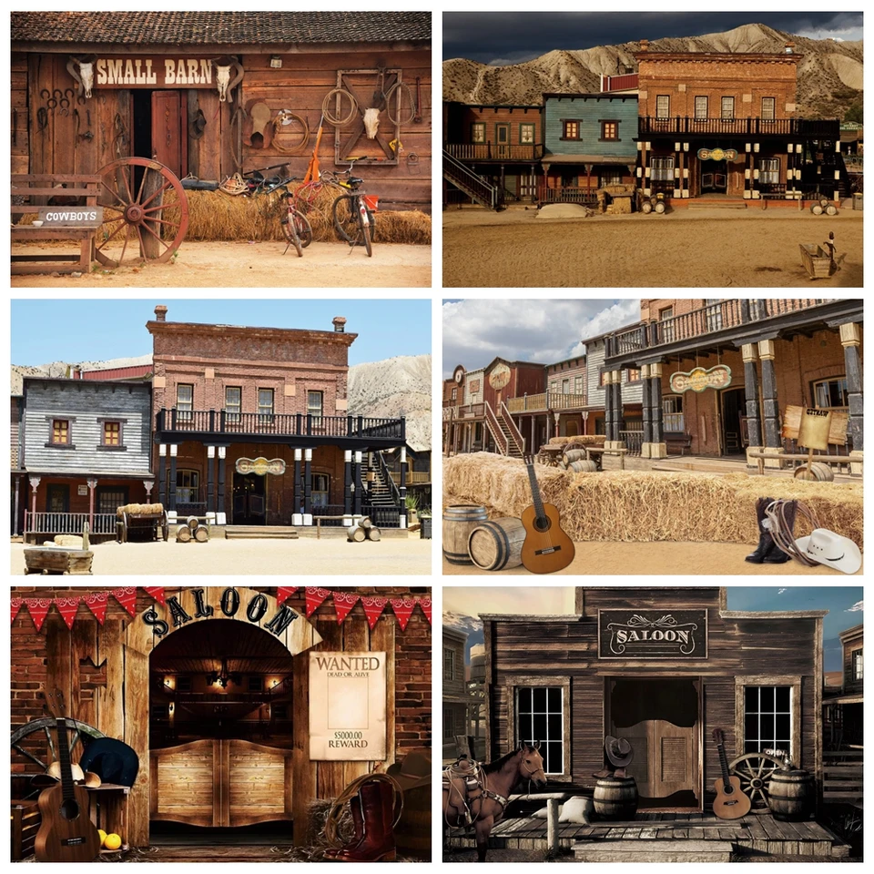 Aoihrraan 3x2,5m Wild West Town Backdrop Vintage Saloon