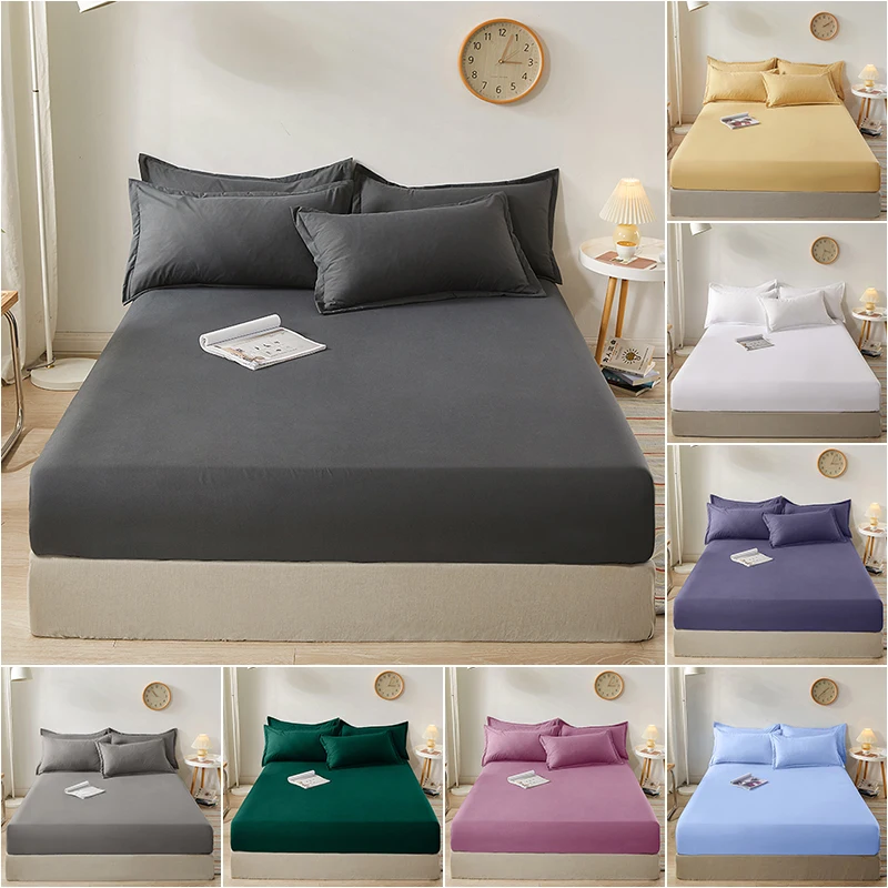 White Fitted Bed Sheets Elastic Mattress Cover Band Anti-slip Adjustable Single Double Bed Covers Pad Protector King 160/180x200 6