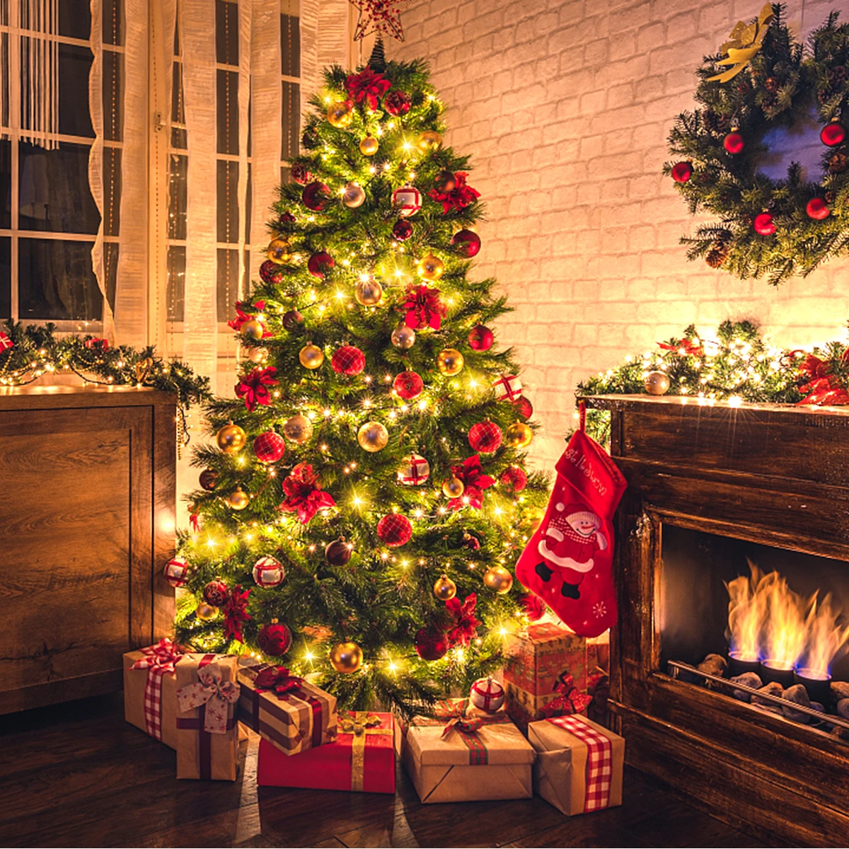 Guirlandes lumineuses solaires d'extérieur de noël, arbre de noël décoratif  résistant à la pluie pour patio, lumières de noël en cascade, imperméables