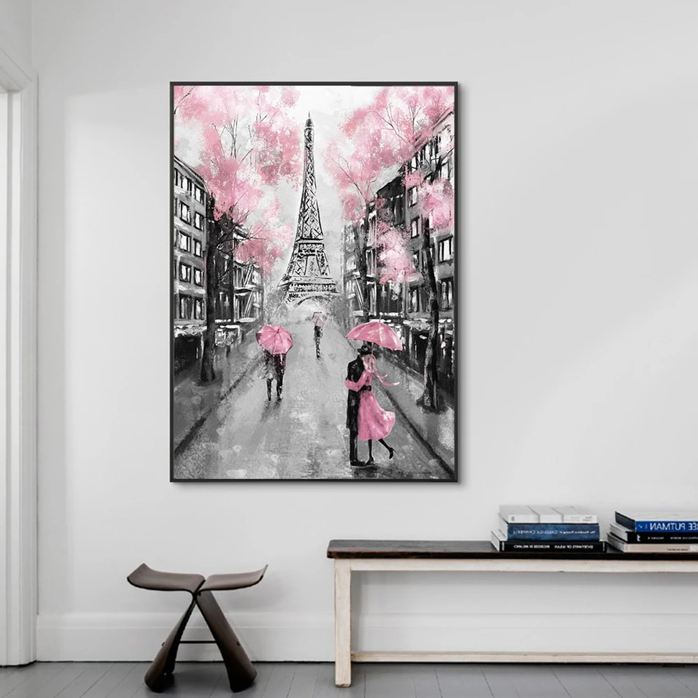 Pink Romantic Eiffel Tower, 5D Diamond Painting Kits