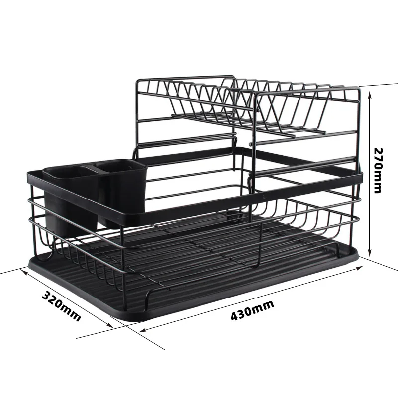 Dish Rack, Carbon Steel 2-tier Dish Drying Rack With Drainboard Set, Large  Metal Dish Racks With Drainage, Glass Holder, Utensil Holder, And Extra Drying  Mat,, Organization And Storage - Temu