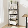 Bookshelf, Ladder Shelf, Freestanding Corner Storage Shelve with 2 Hooks for Home Office, Living Room, 5-Tier Black Bookcase 1