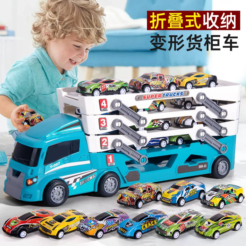 

10pcs Cars Kids Truck Deformation Transporter Car Toys Models Cars Educational Model Toys for Boys Girls Birthday Christmas Gift