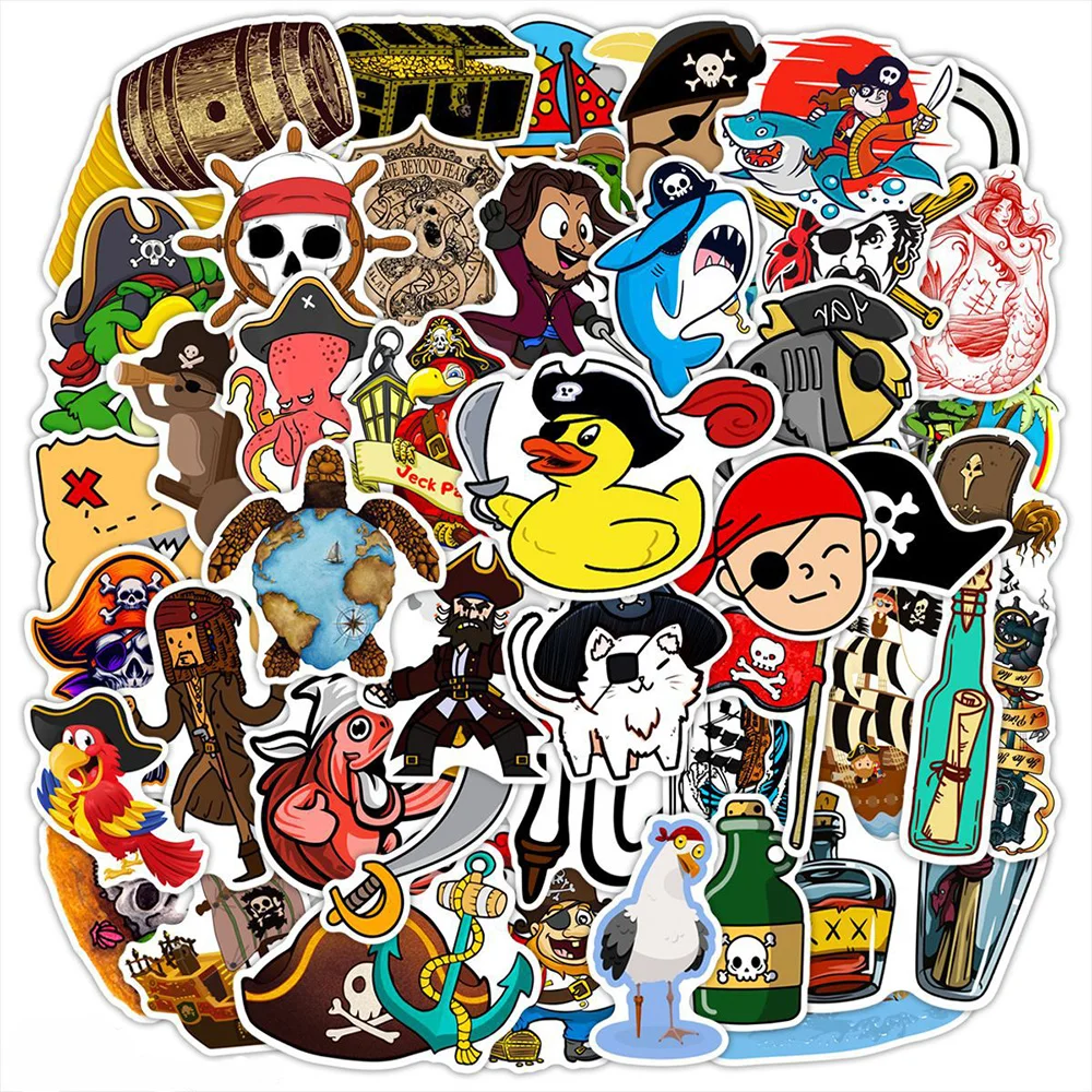 10/30/50pcs Pirate Cartoon Stickers Graffiti Luggage Motorcycle Laptop Phone Car Waterproof Decoration Cool Kids Sticker Toys 10 30 50pcs cute animal cartoon otter sticker decals diy phone laptop stationery waterproof kawaii kids decoration sticker toys