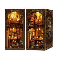 DIY Book Nook Shelf Kits Royal Steamer Store Wooden Miniature Model Kit Handmade Casa Bookend With Light Bookshelf Friends Gifts 1