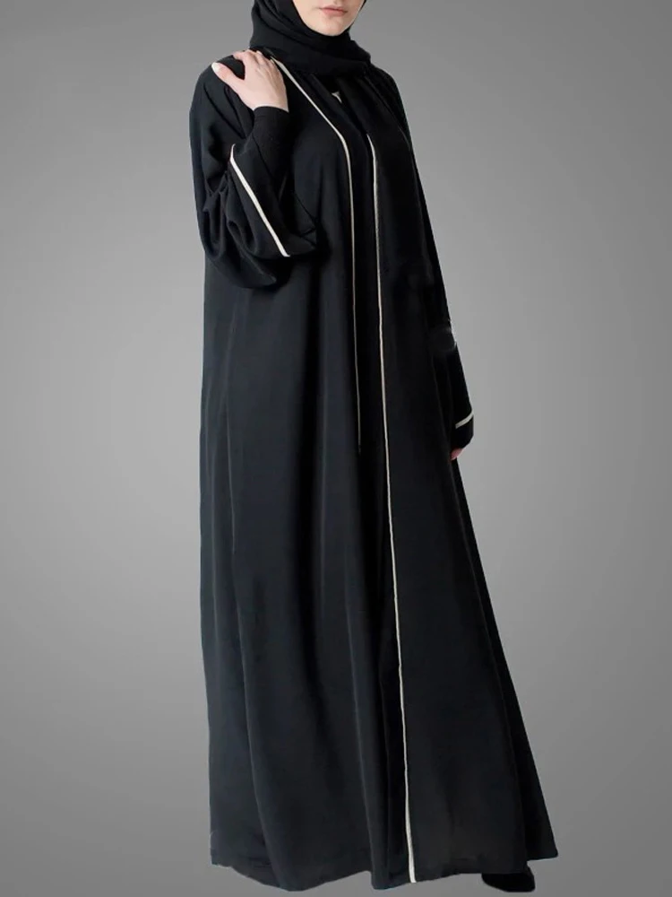 

Ramadan Muslim Abaya For Women Dubai Kaftan Modest Long Sleeve Belted Open Kimono Kebaya Jalabiyat Moroccan Saudi Clothing Eid