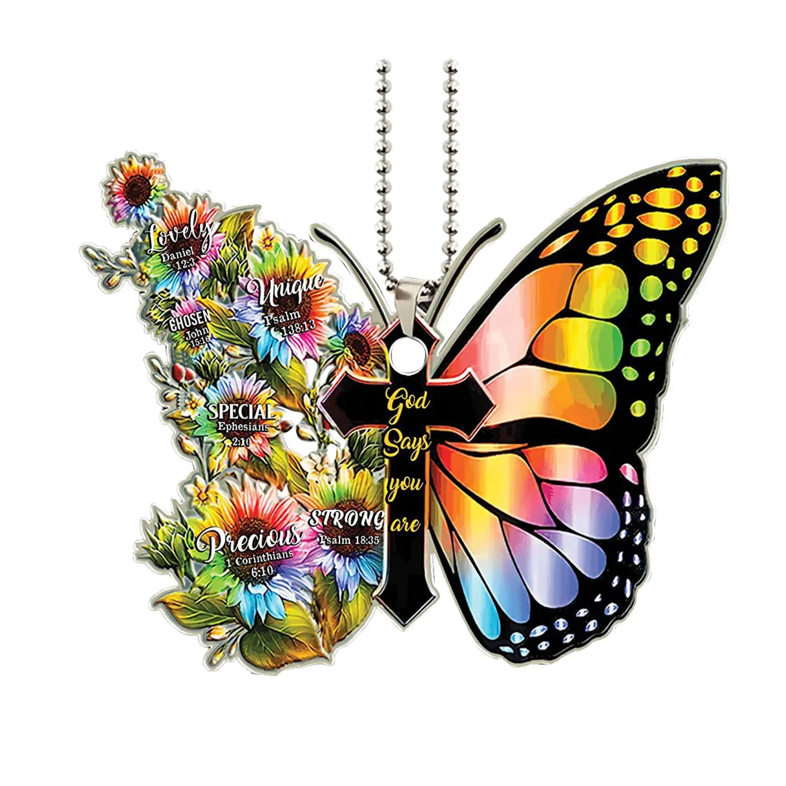 

New Creative Cross Butterfly Pendant Car Charm for Rearview Mirror Fairy Butterfly Car Hanging Ornament Keychain Pendant