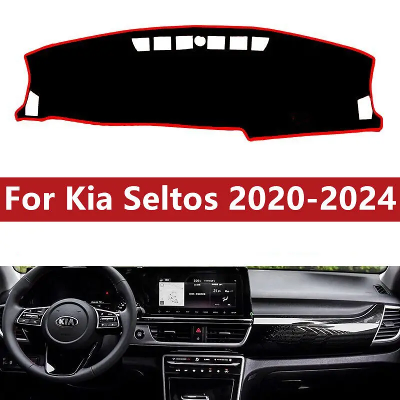 RedSideDashboardDashMatDashMatSunVisorCoverPadForKiaSeltos