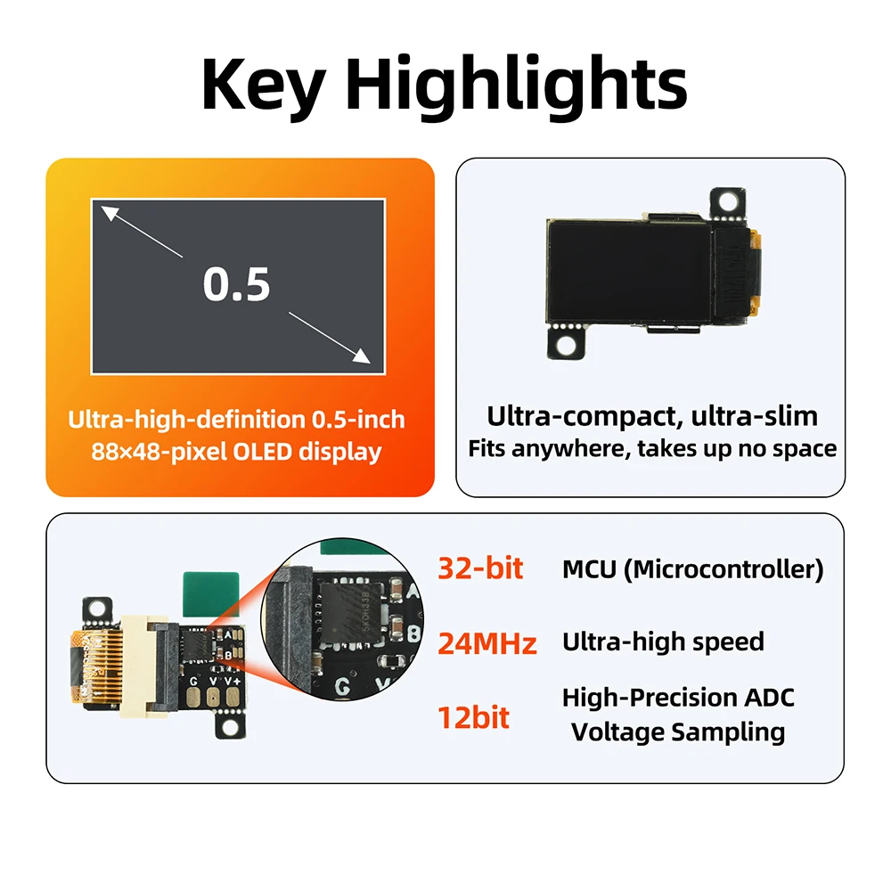 초박형 미니 디지털 전압계 0.5인치 OLED 12비트 ADC 고정밀 전압 측정기 5Hz/10Hz 조정 가능 0-30V 전원 공급 장치용
