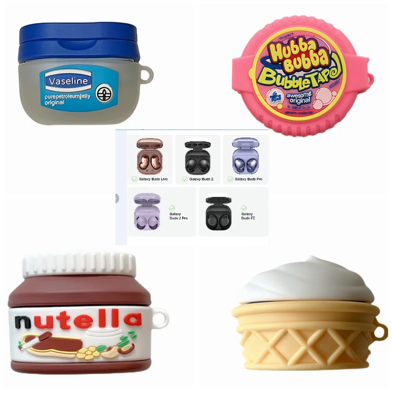 삼성 갤럭시 버즈 2 프로, 버즈 라이브, 버즈 프로, 버즈 FE용, 귀여운 만화 크리에이티브 바셀린 디자인, 실리콘 이어폰 케이스, 후크 포함  Best5