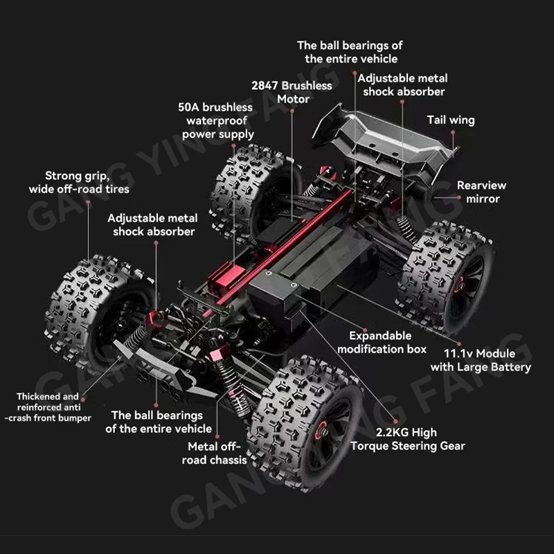Voiture RC 50KM/H 2.4GHz 4WD Tout Terrain Électrique