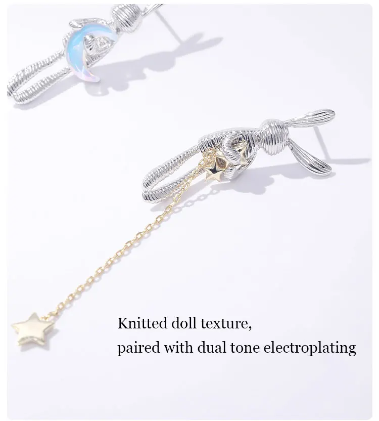 Moon Bunny Asymmetrical Earrings S9fabca5395924d19a27dbe9b005e709ek