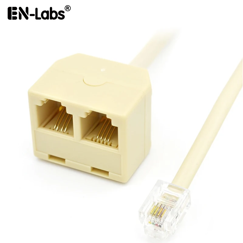 

RJ11Splitter 6P4C, RJ11 Cat3 штекер на 2 гнезда гнездовые Порты адаптер для телефонного провода соединитель 1 штекер на 2 гнезда
