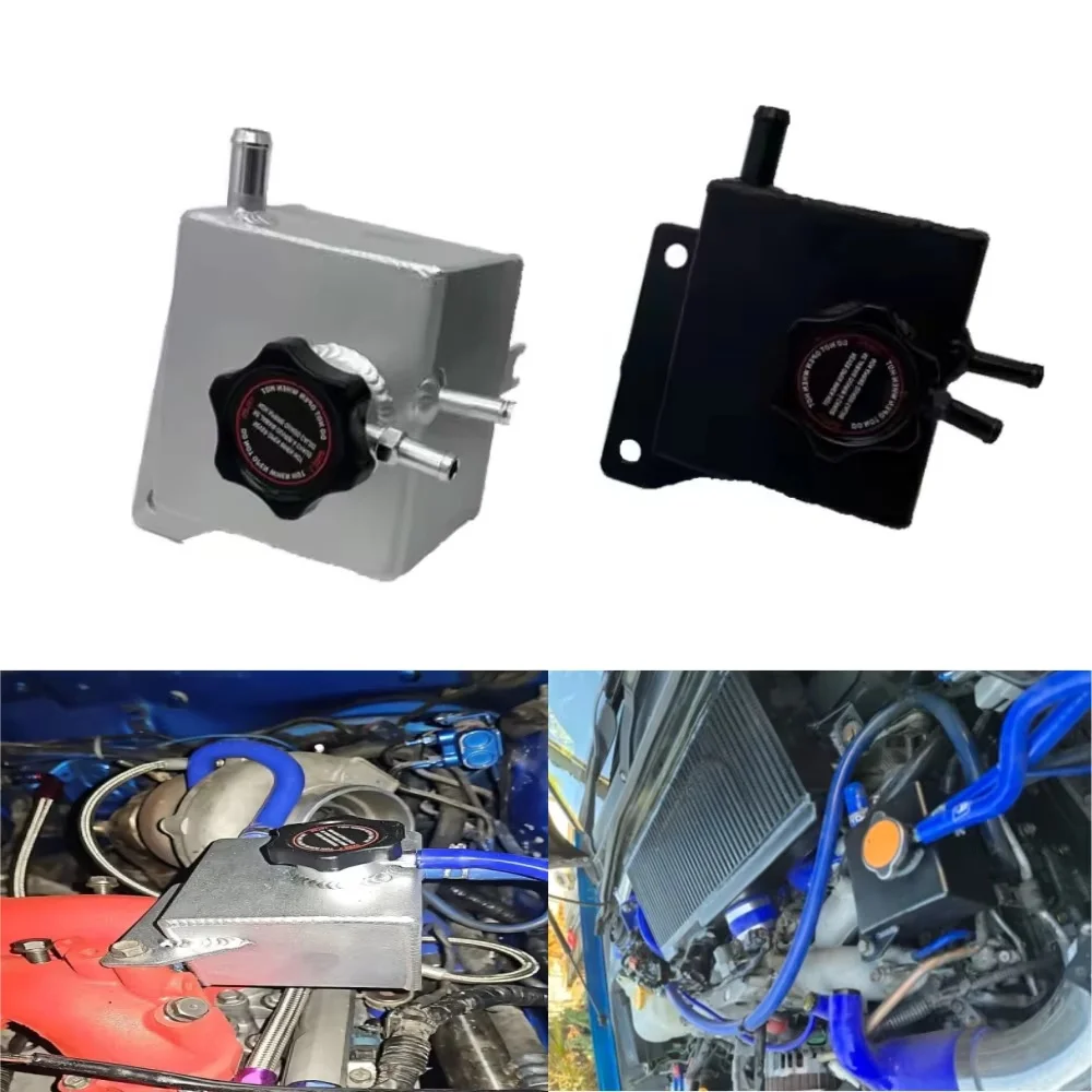 Black Aluminum Coolant Overflow Tank For Subaru Impreza WRX/STI 2002-2019, 0.65L, Cap Included