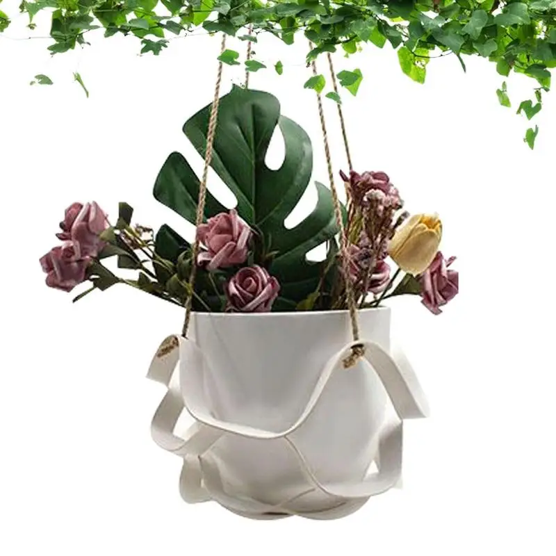 

Hang Flowerpot Plant Holder Leather Indoor Planter Hangers Portable PU Leather Plant Pot Holder Macrame Basket For Gardens