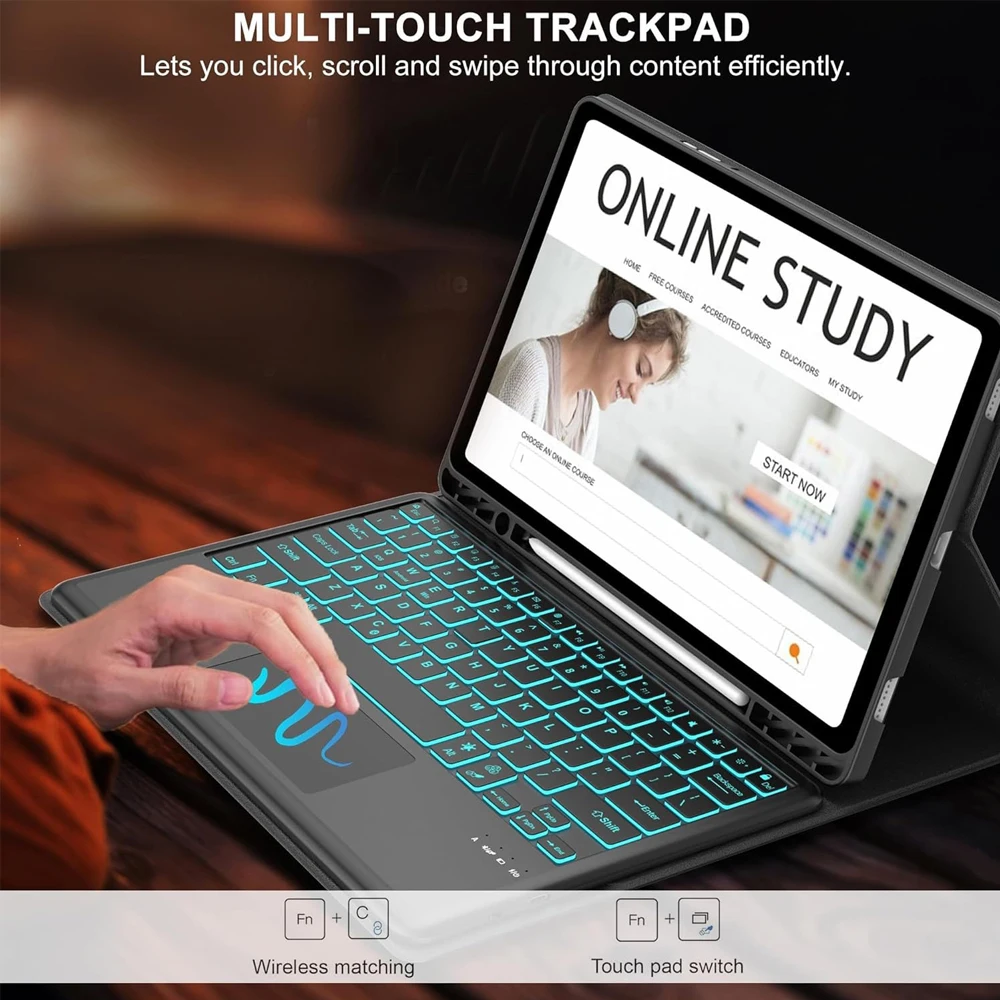 Premium Keyboard Case with Detachable Wireless Bluetooth and Pencil Holder