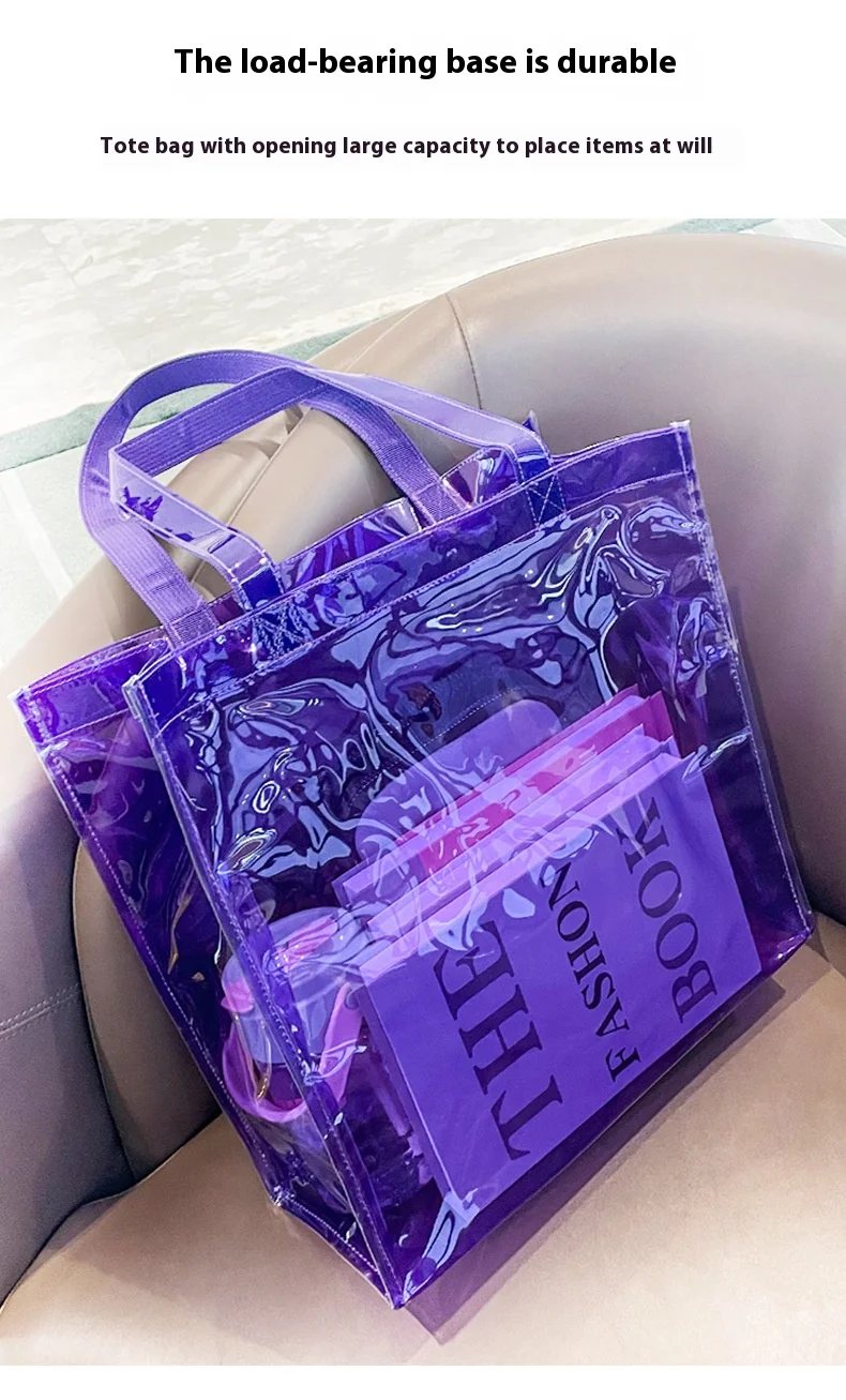 Neue große, durchsichtige Tragetasche, wasserdicht, sanddicht, für Strand, Reisen, Schwimmbad, Umhängetasche, Unisex-Handtasche, Stadiongenehmigung – Detail 5