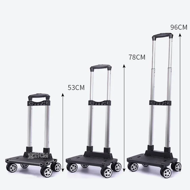 Portable 4/5 Wheel Trolley Rack Aluminum Alloy Foldable Pullling Rod Carrier for Student Backpack Pet Bag Load Bearing 15kg