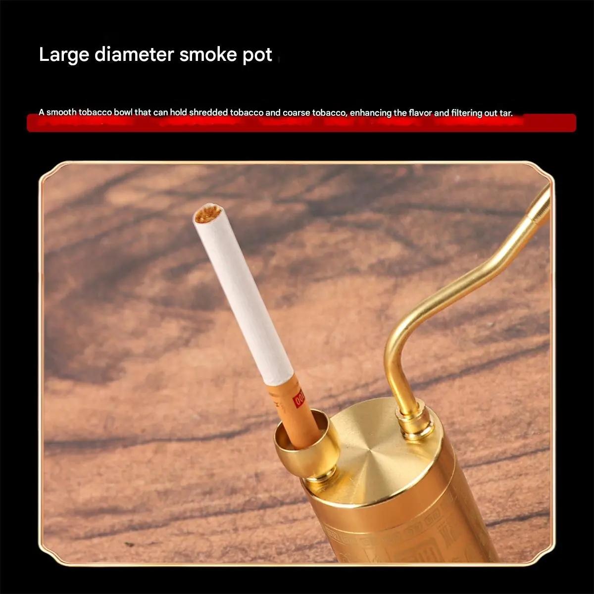 Exquisitely Carved Pure Brass Hookah with Hundred Blessings Design