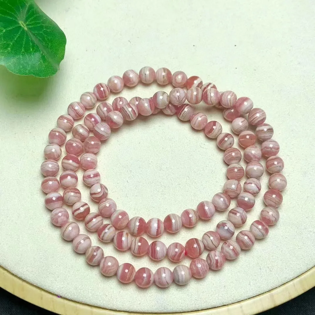 

6mm High Quality Natural Rhodochrosite Crystal Multi Loop Gemstone Bead Bracelet Special Jewelry Gift For Healing