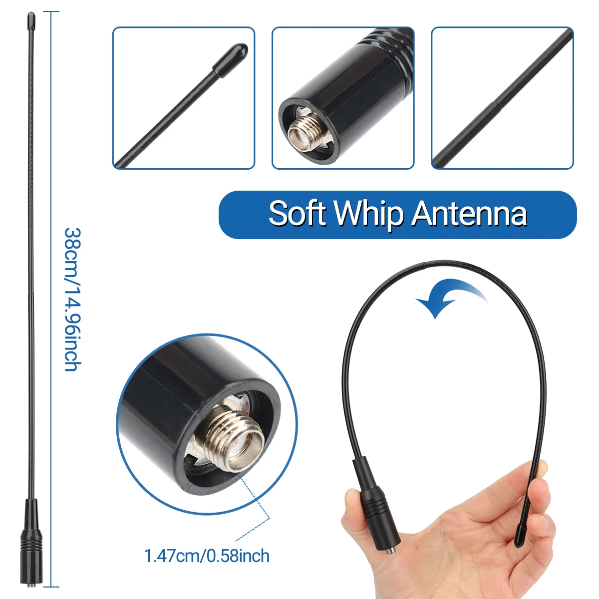 Tri-Band VHF/UHF Walkie Talkie Antenna - SMA Female/Male