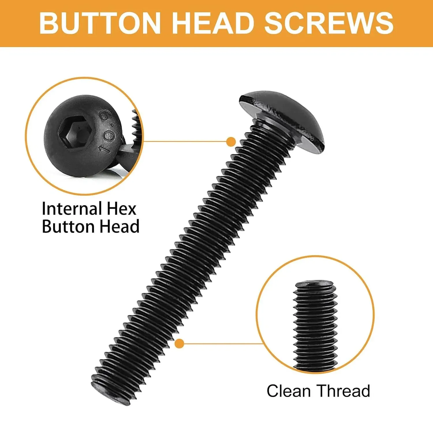 Screw Washer Nut Kit 255 Pieces M3 Hex Head M3x5/8/12/16/20/25/30mm Black Button Head Hex Socket