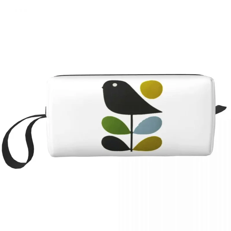 

Abstract Orla Kiely Bird Toiletry Bag for Mid Century Scandinavian Makeup Cosmetic Organizer Ladies Beauty Storage Dopp Kit Box