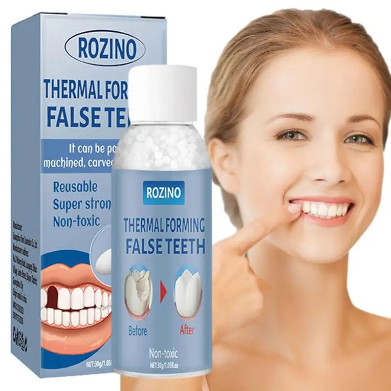 

Moldable False Teeth Reusable Super Strong Moldable Teeth Repair Kit 30g Tooth Gap Filler Tooth Repair Kit For Missing Teeth
