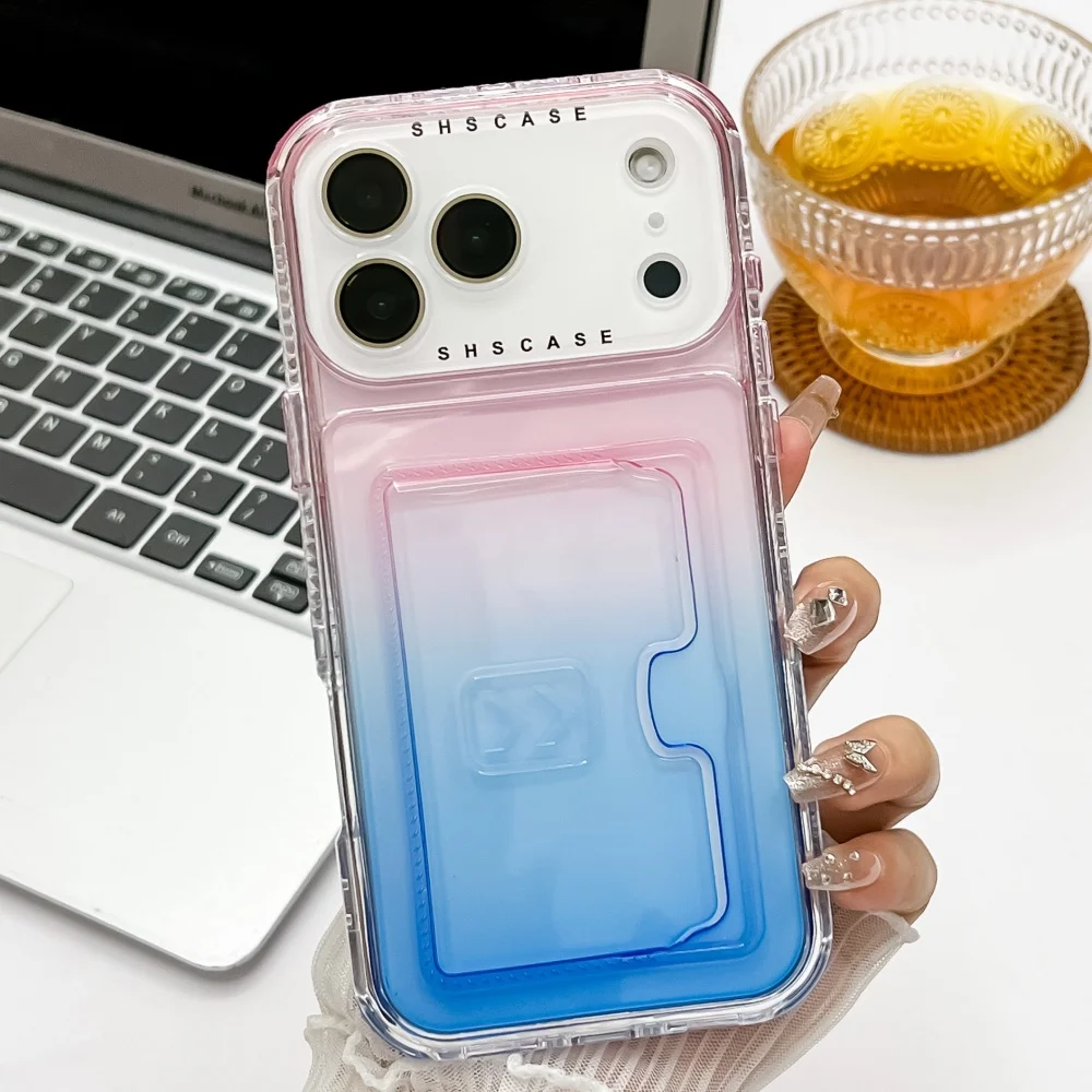 Gradient Transparent Luxury Wallet Case with Card Slot