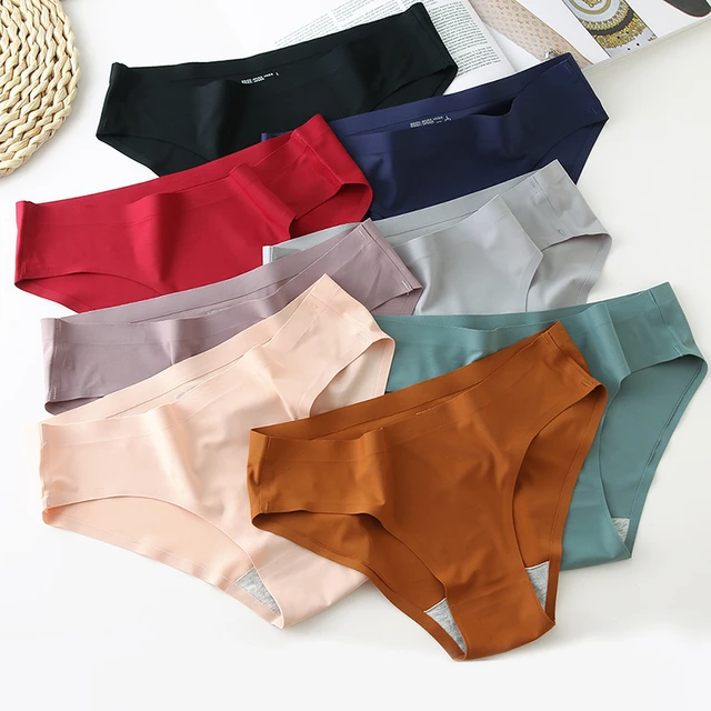 BZEL 4PCS/Set Seamless Women's Panties Solid Color Cozy Underwear Plus Size  Silk Satin Panty Breathable Briefs Sports Underpants - AliExpress