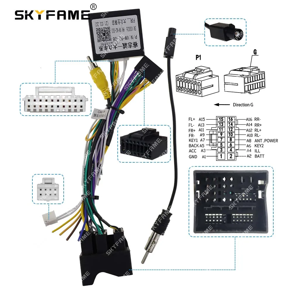 SKYFAME ڵ 16pin 輱 ϳ׽  Canbus ڽ ڴ ȵ̵   ̺  ٰ  7 Skoda G-RZ-VW58