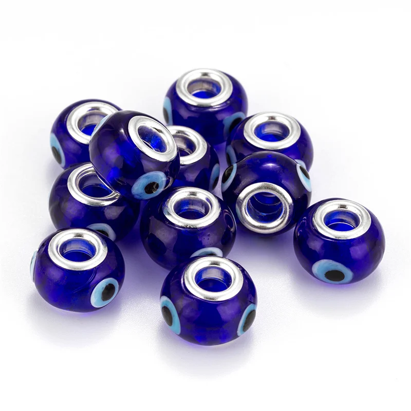 

10Pcs New Lampwork Evil Eye Beads Round Glass Loose Spacer Beads for Bracelet with 5mm Hole for DIY Craft Earring Chain Jewelry