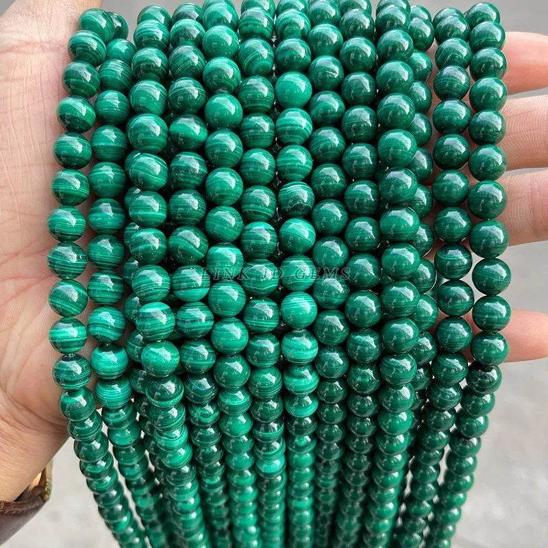 Top Quality 7A Natural Green Malachite Beads Charm Round Loose Beads For Jewelry Making Needlework Bracelet Diy Accessories 4